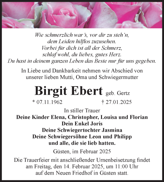Traueranzeige von Birgit Ebert 