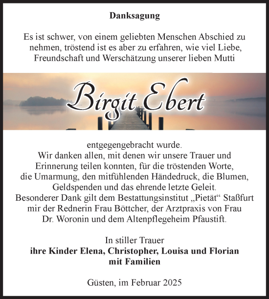 Traueranzeige von Birgit Ebert 