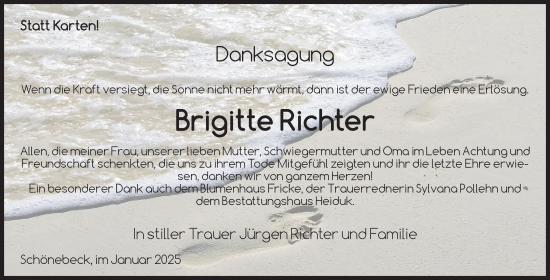 Traueranzeige von Brigitte Richter von Volksstimme Schönebeck