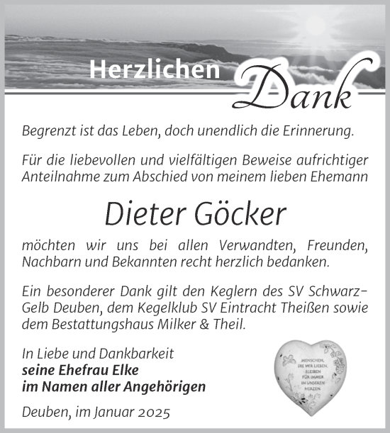 Traueranzeige von Dieter Göcker von Trauerkombi Weißenfels