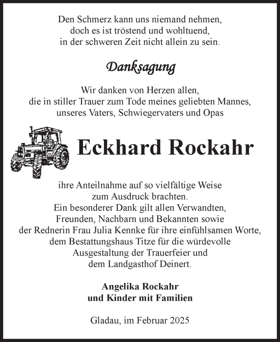 Traueranzeige von Eckhard Rockahr von Volksstimme Burg/Genthin
