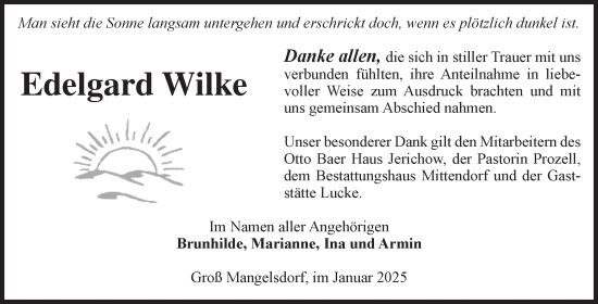 Traueranzeige von Edelgard Wilke von Volksstimme Altmark West