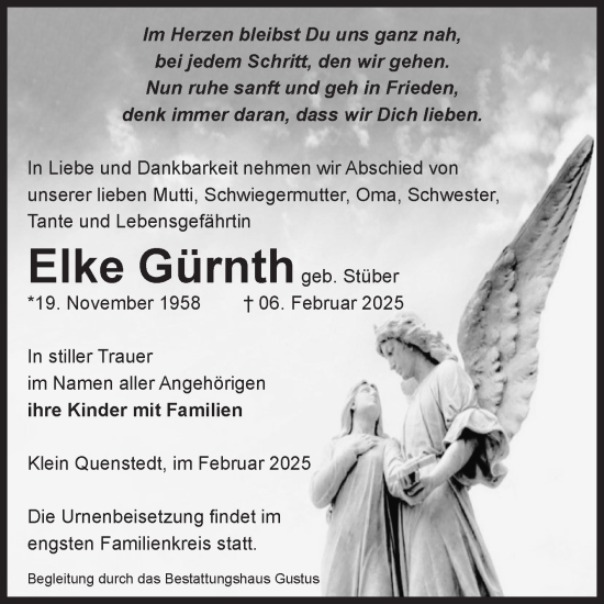 Traueranzeige von Elke Gürnth von Volksstimme Halberstadt