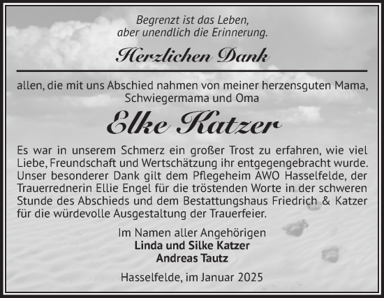 Traueranzeige von Elke Katzer von Volksstimme Wernigerode