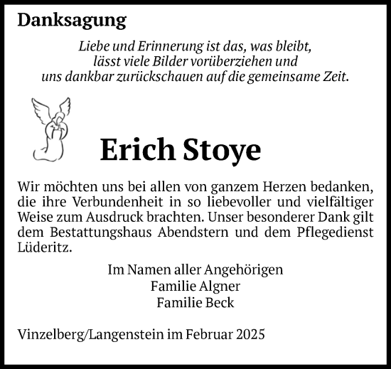 Traueranzeige von Erich Stoye von Volksstimme Altmark Ost