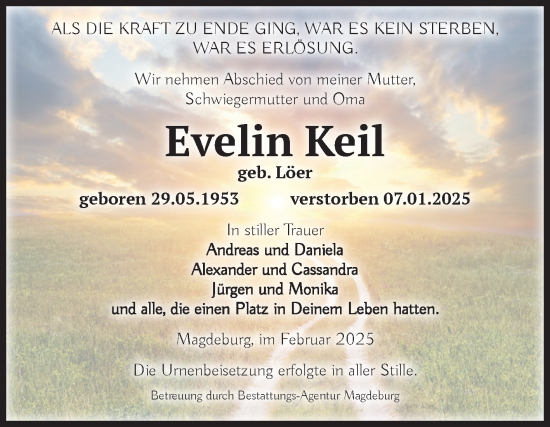 Traueranzeige von Evelin Keil von Volksstimme Magdeburg