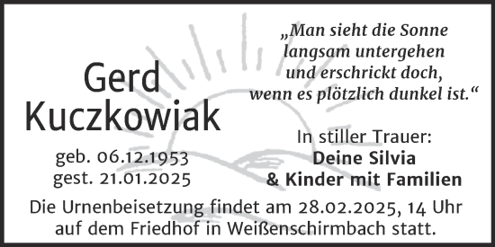 Traueranzeige von Gerd Kuczkowiak von Super Sonntag Merseburg/Querfurt