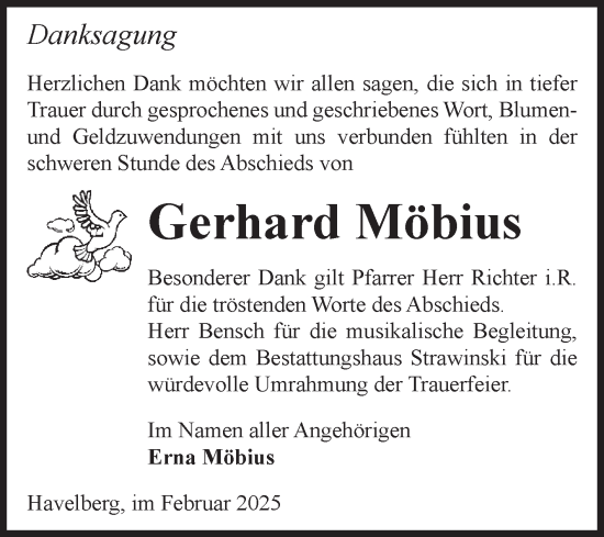 Traueranzeige von Gerhard Möbius von Volksstimme Altmark Ost