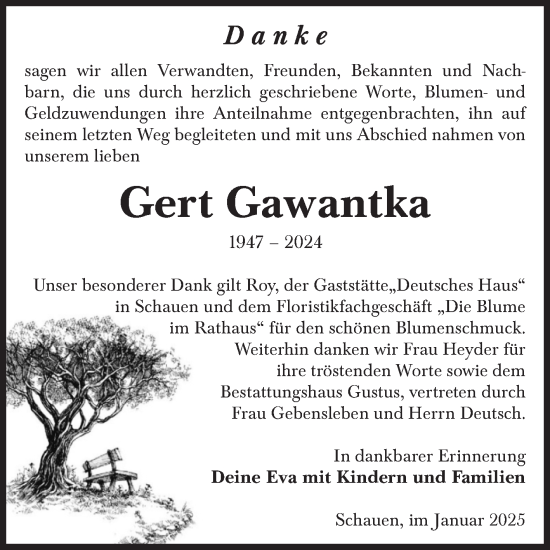 Traueranzeige von Gert Gawantka von Volksstimme Halberstadt