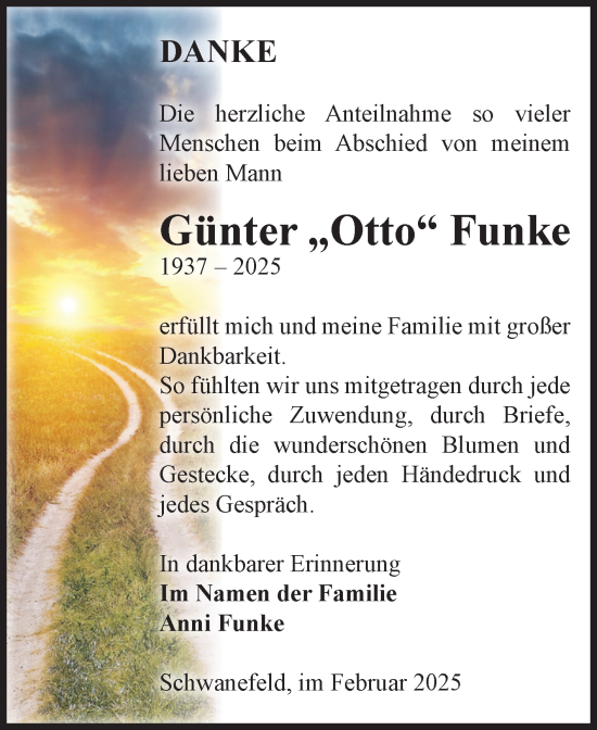 Traueranzeige von Günter Funke von Volksstimme Haldensleben/Wolmirstedt