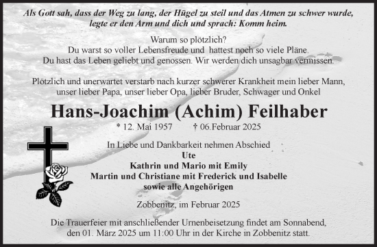 Traueranzeige von Hans-Joachim Feilhaber von Volksstimme Haldensleben/Wolmirstedt