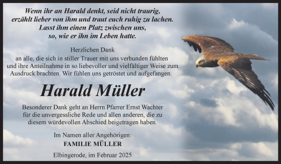 Traueranzeige von Harald Müller von Volksstimme Wernigerode