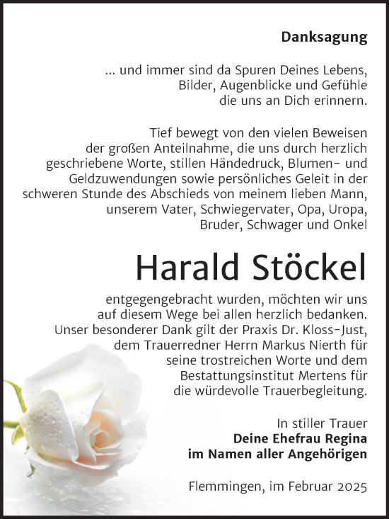 Traueranzeige von Harald Stöckel von Super Sonntag Naumburg/Nebra