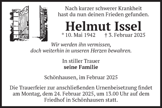 Traueranzeige von Helmut Issel von Volksstimme Altmark Ost