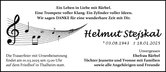 Traueranzeige von Helmut Stejskal von Trauerkombi Bitterfeld
