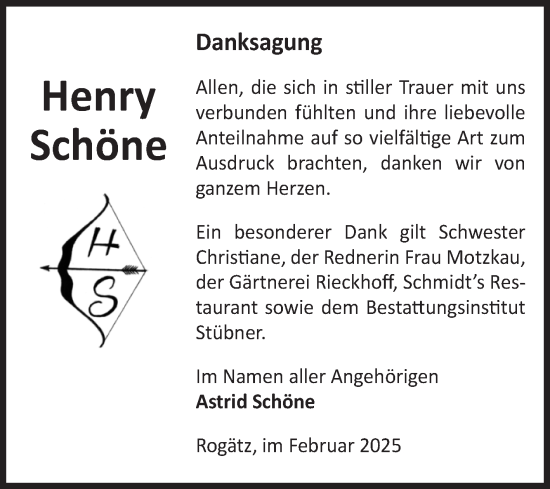 Traueranzeige von Henry Schöne von Volksstimme Haldensleben/Wolmirstedt