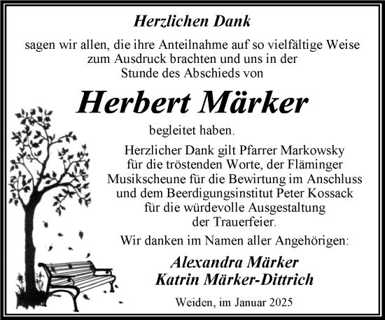 Traueranzeige von Herbert Märker von Trauerkombi Wittenberg