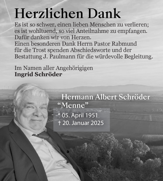 Traueranzeige von Hermann Albert Schröder von Volksstimme Halberstadt