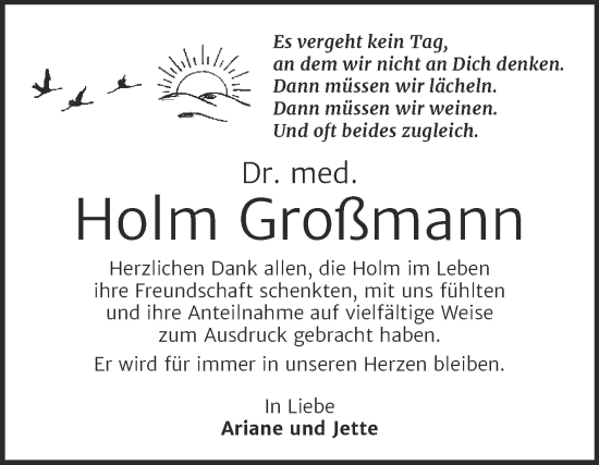 Traueranzeige von Holm Großmann von Trauerkombi Wittenberg
