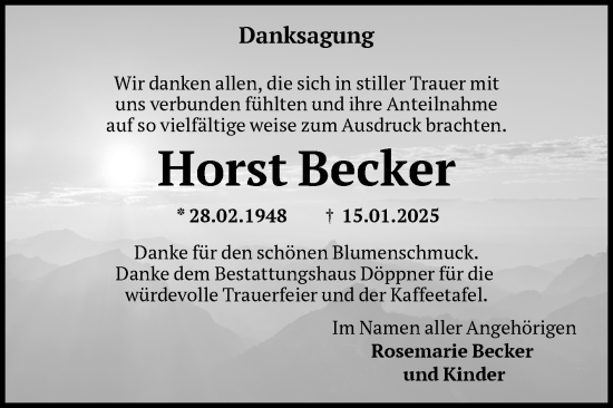 Traueranzeige von Horst Becker von Volksstimme Oschersleben/Wanzleben