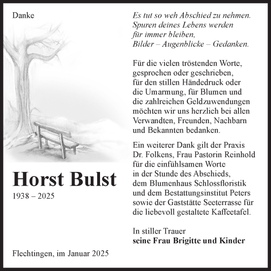 Traueranzeige von Horst Bulst von Volksstimme Haldensleben/Wolmirstedt