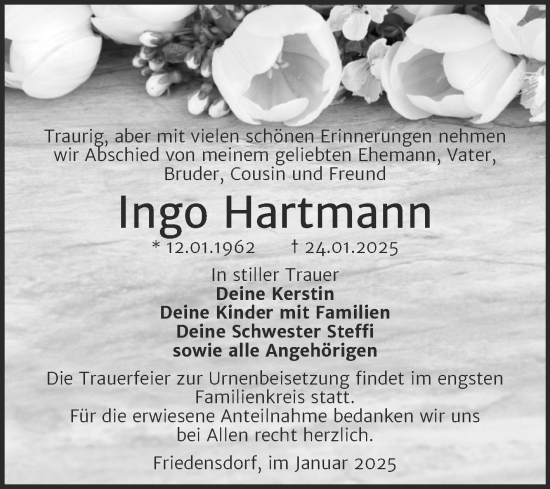 Traueranzeige von Ingo Hartmann von Trauerkombi Merseburg