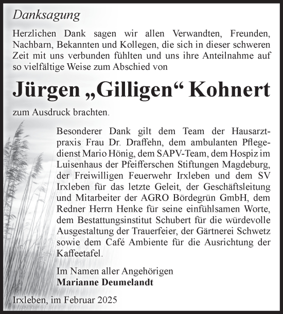 Traueranzeige von Jürgen Kohnert von Volksstimme Oschersleben/Wanzleben