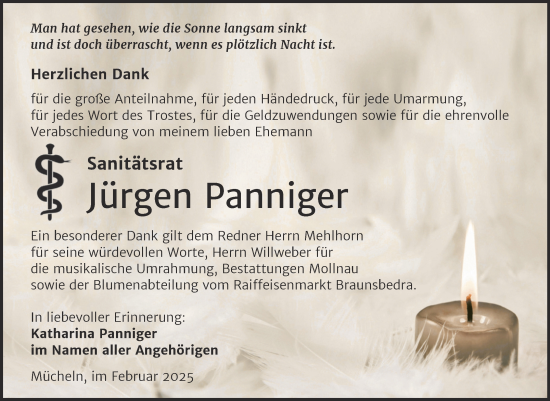 Traueranzeige von Jürgen Panniger von Trauerkombi Merseburg