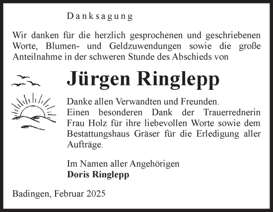 Traueranzeige von Jürgen Ringlepp von Volksstimme Altmark Ost