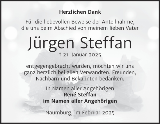 Traueranzeige von Jürgen Steffan von Super Sonntag Naumburg/Nebra
