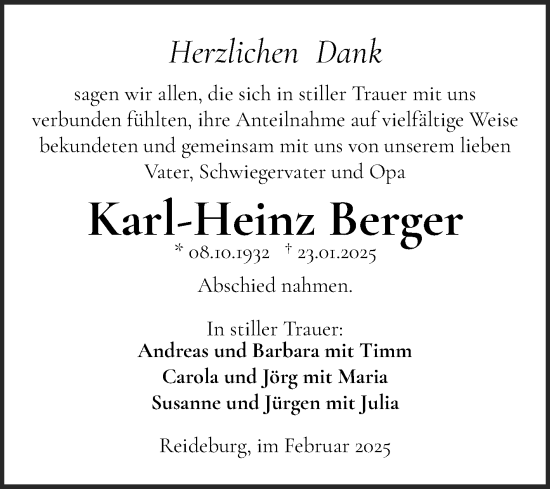 Traueranzeige von Karl-Heinz Berger von Mitteldeutsche Zeitung Halle/Saalkreis