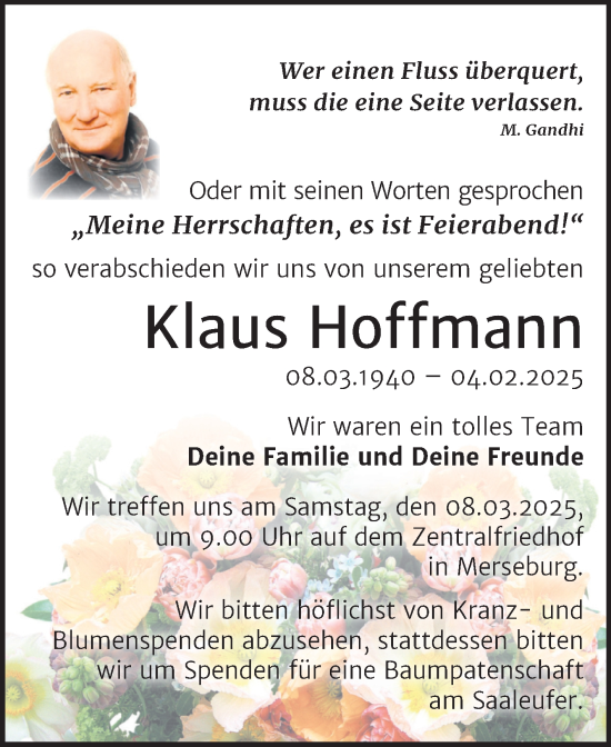 Traueranzeige von Klaus Hoffmann von Trauerkombi Merseburg
