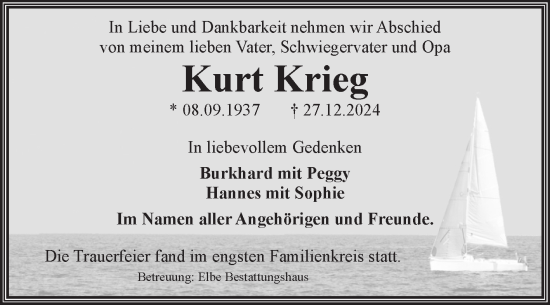 Traueranzeige von Kurt Krieg von Volksstimme Magdeburg