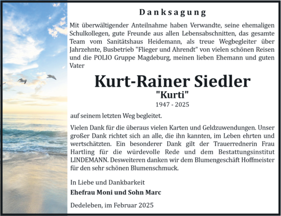 Traueranzeige von Kurt-Rainer Siedler von Volksstimme Halberstadt