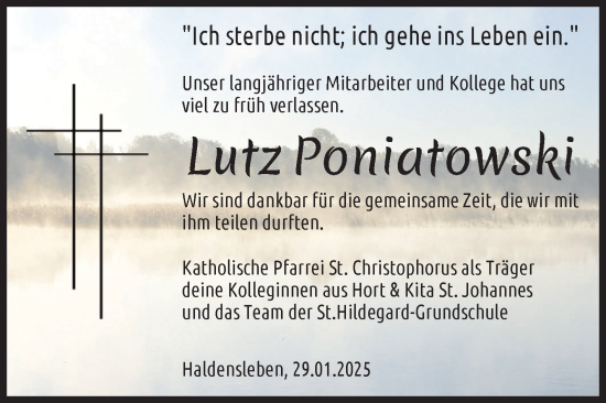 Traueranzeige von Lutz Poniatowski von Volksstimme Haldensleben/Wolmirstedt