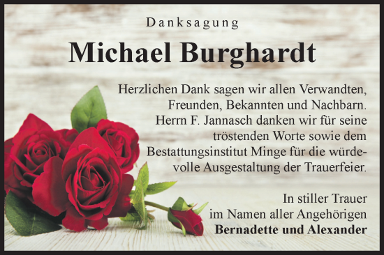 Traueranzeige von Michael Burghardt von Volksstimme Oschersleben/Wanzleben