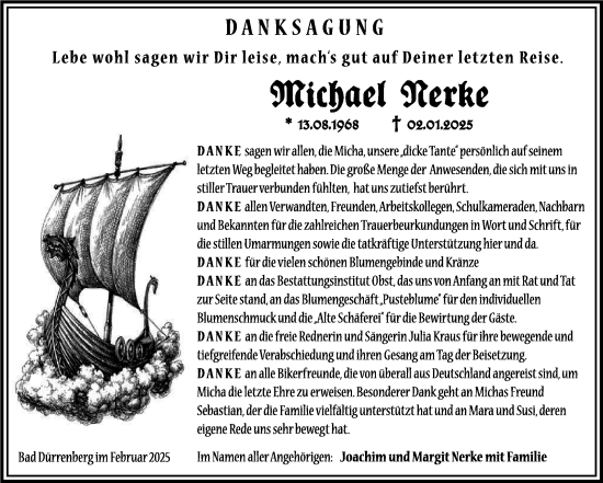 Traueranzeige von Michael Nerke von Trauerkombi Merseburg