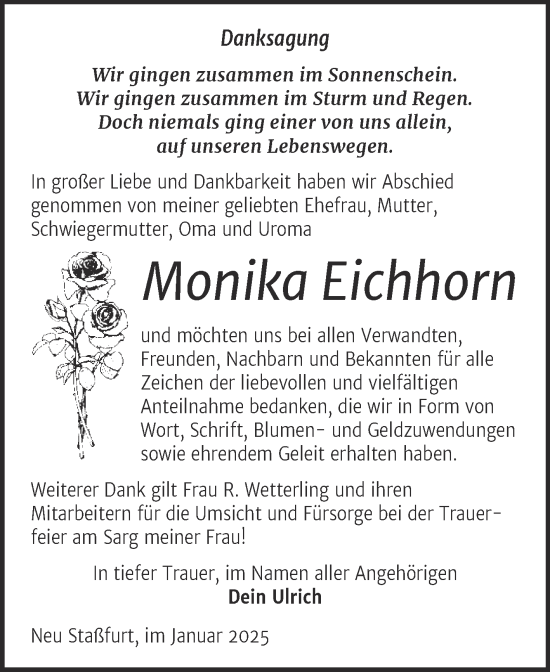 Traueranzeige von Monika Eichhorn 