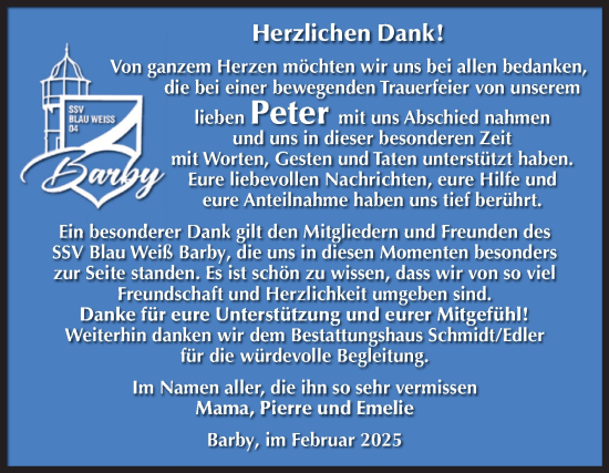 Traueranzeige von Peter  von Volksstimme Schönebeck