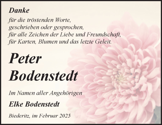 Traueranzeige von Peter Bodenstedt von Volksstimme Magdeburg