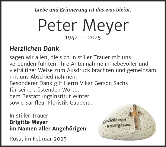 Traueranzeige von Peter Meyer von Trauerkombi Bitterfeld