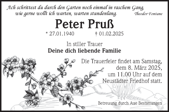 Traueranzeige von Peter Pruß von Volksstimme Magdeburg
