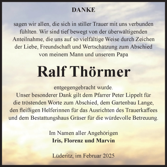 Traueranzeige von Ralf Thörmer von Volksstimme Altmark Ost