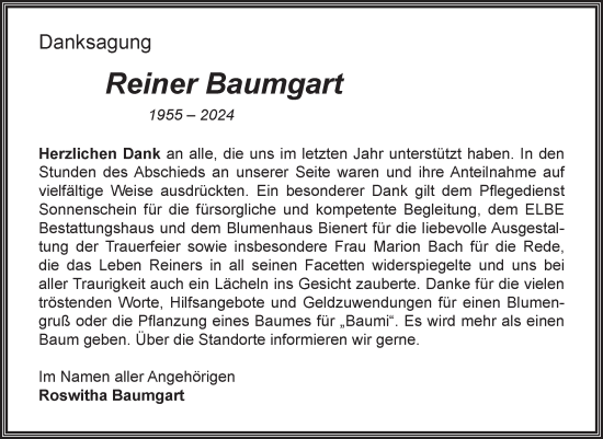 Traueranzeige von Reiner Baumgart von Volksstimme Magdeburg