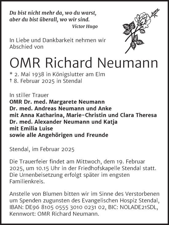 Traueranzeige von Richard Neumann 
