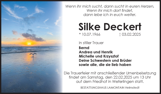 Traueranzeige von Silke Deckert von Volksstimme Haldensleben/Wolmirstedt