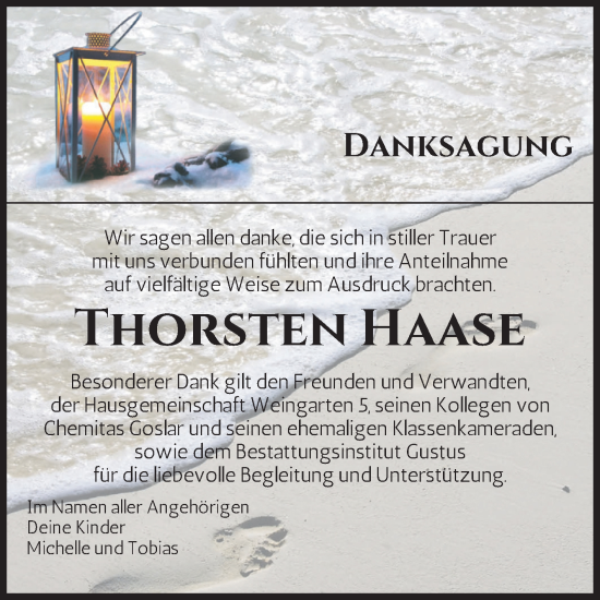 Traueranzeige von Thorsten Haase von Volksstimme Halberstadt
