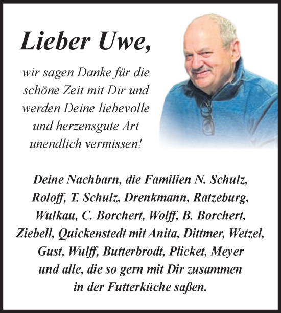 Traueranzeige von Uwe  von Volksstimme Altmark West