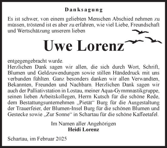 Traueranzeige von Uwe Lorenz von Volksstimme Burg/Genthin