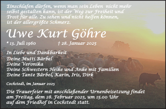 Traueranzeige von Uwe Kurt Göhre 